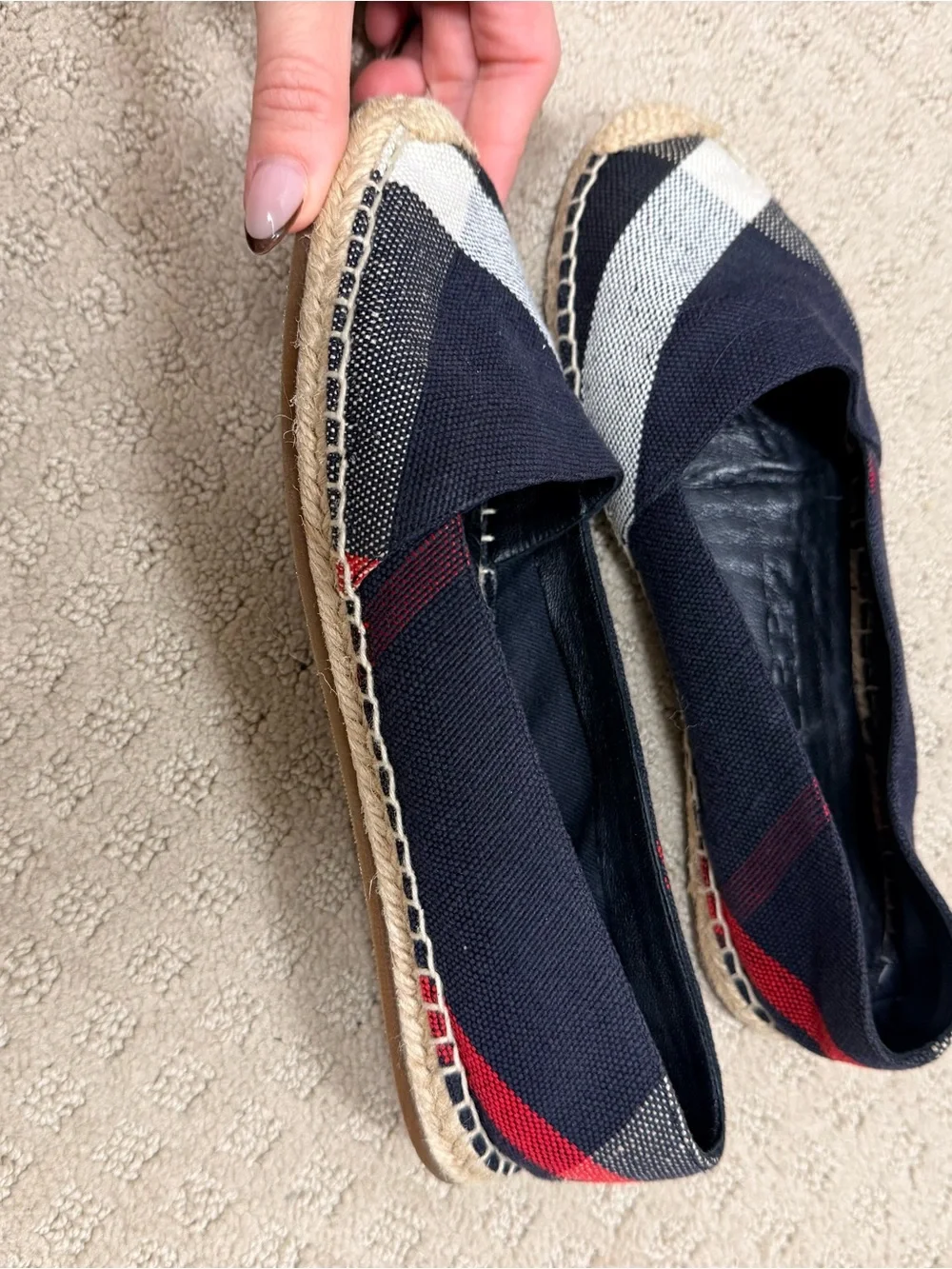 Burberry Navy Plaid Espadrille 37.5